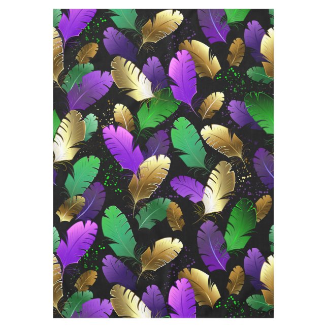Mantel Seamless Pattern with Mardi Gras feathers (Anverso)