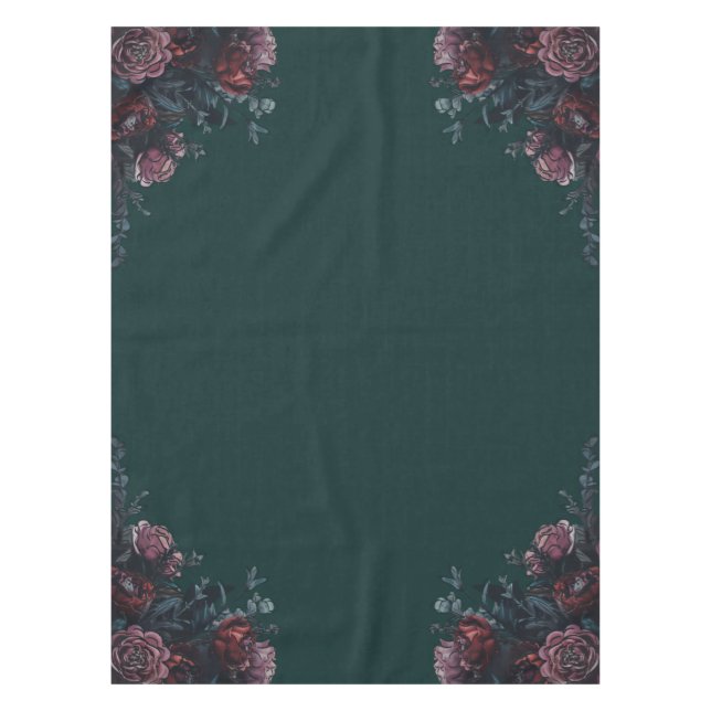 Mantel Selva Oscura Verde Elegante Boda Maroon Mauve (Anverso)