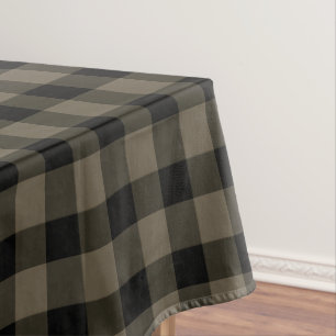 Mantel Sencillo patrón de búfalo revestido negro y taupe 