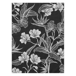 Mantel Sencillo y hermoso patrón floral blanco y negro