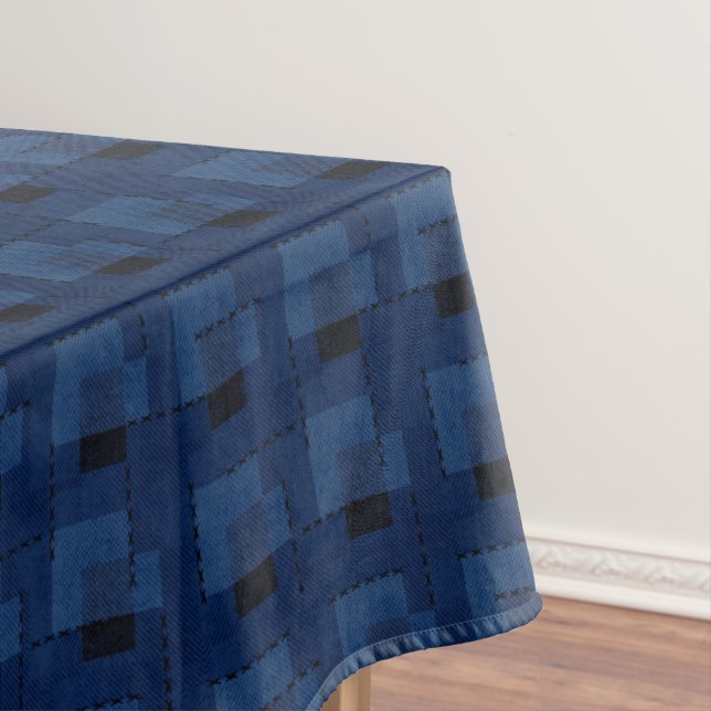 Mantel Servilletas geométricas texturizadas de color azul (In Situ)