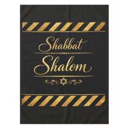 Mantel Shabbat Shalom Judío Judaica Oro Negro Lujo