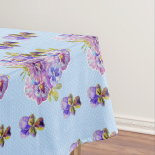 Mantel Shabby Chic Blue Pansy Floral Ditsy Tableclol