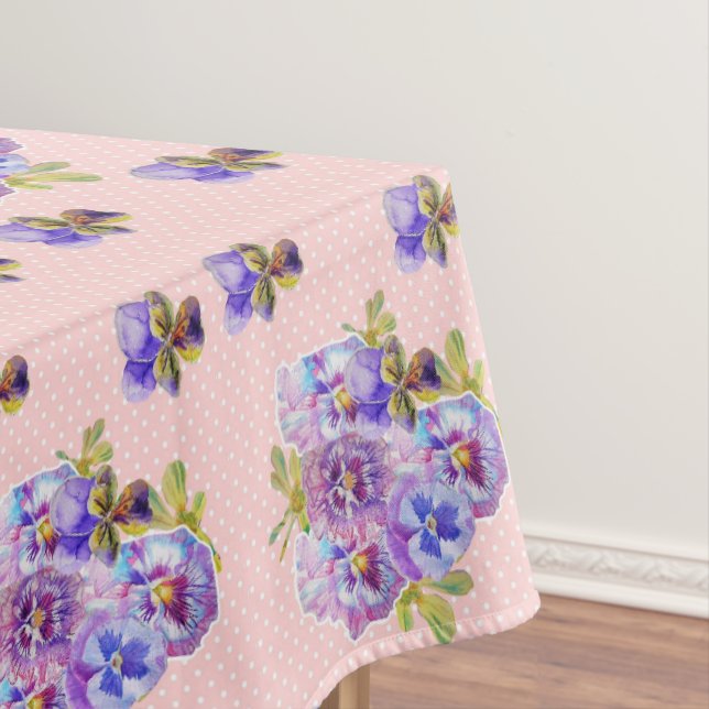 Mantel Shabby Chic Pink Pansy Floral Tableclol (In Situ)