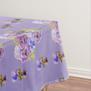 Mantel Shabby Chic Purple Pansy Floral Ditsy Tableclol
