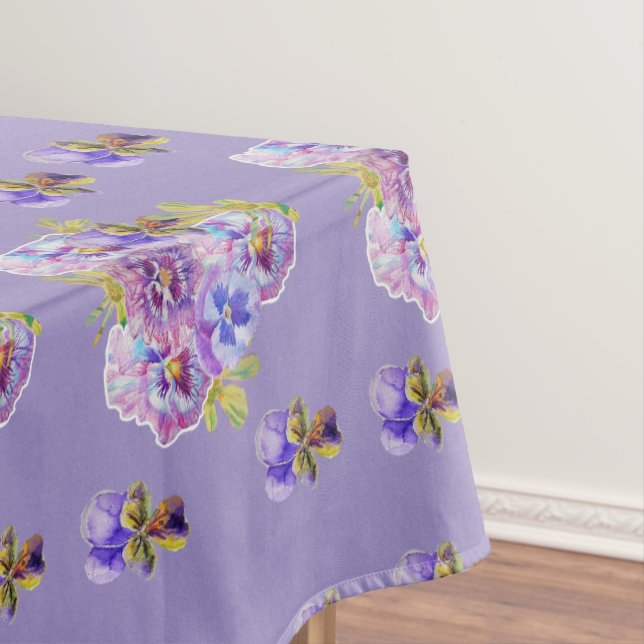Mantel Shabby Chic Purple Pansy Floral Ditsy Tableclol (In Situ)