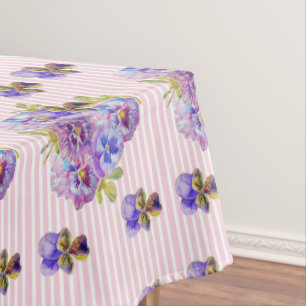 Mantel Shabby Chic Stripe Rosa Pansy Viola Floral Pattern