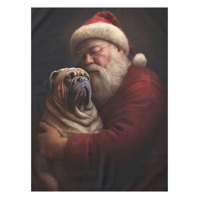 Mantel Shar Pei Con Navidades festivos de Santa Claus (Anverso)