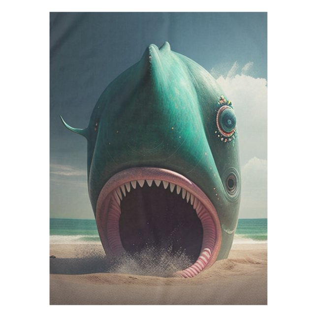 Mantel Shark sculpture on the beach (Anverso)