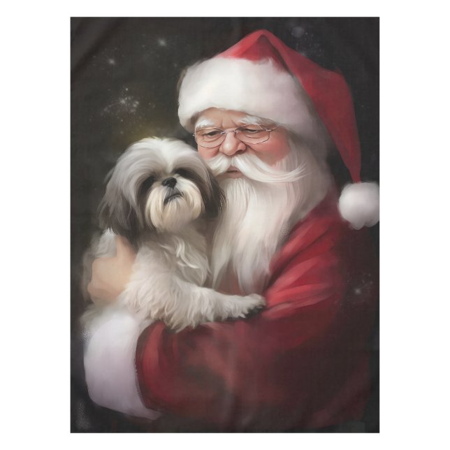 Mantel Shih Tzu Con Navidades festivos de Santa Claus (Anverso)
