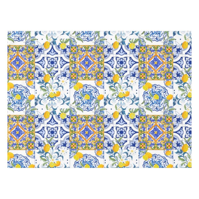 Mantel Sicilian style,summer art Tablecloth (Frente (Horizontal))