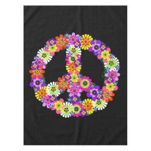 Mantel Signo de paz floral en negro