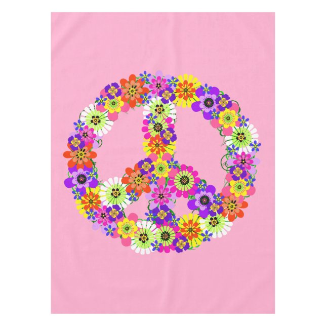 Mantel Signo de paz floral en rosa claro (Anverso)