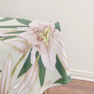 Mantel Silencio en flor en verde marfil