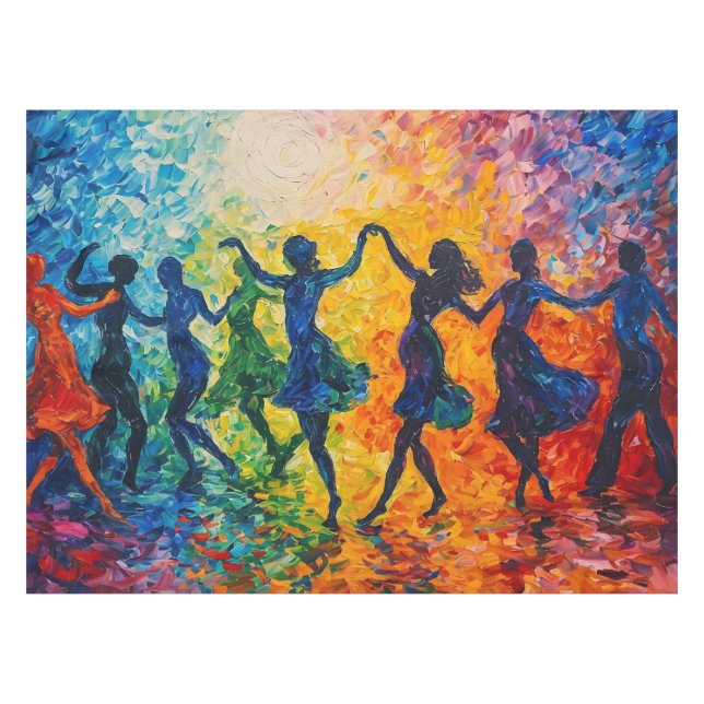 Mantel Siluetas coloridas bailando (Frente (Horizontal))