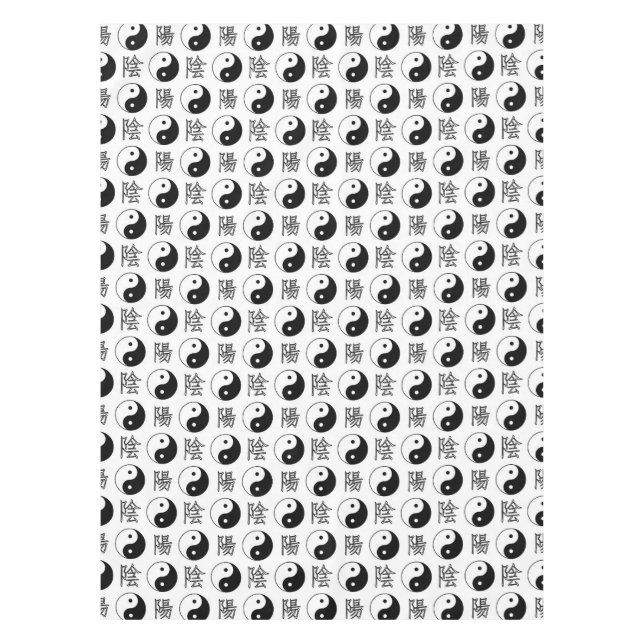 Mantel Símbolo blanco de Yinyang patrón chino (Anverso)
