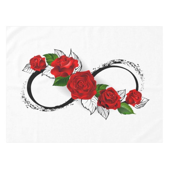 Mantel Símbolo de infinito con rosas rojas (Frente (Horizontal))
