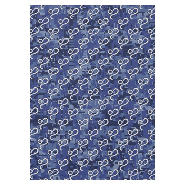 Mantel Símbolo de Zodiac Leo en camuflaje digital azul de (Anverso)