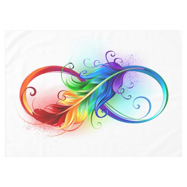 Mantel Símbolo infinito con plumas arcoiris (Frente (Horizontal))