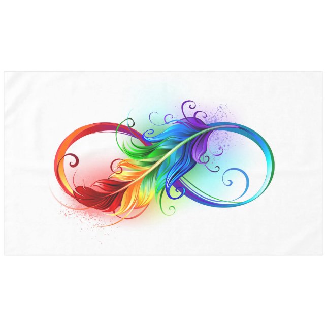 Mantel Símbolo infinito con plumas arcoiris (Frente (Horizontal))