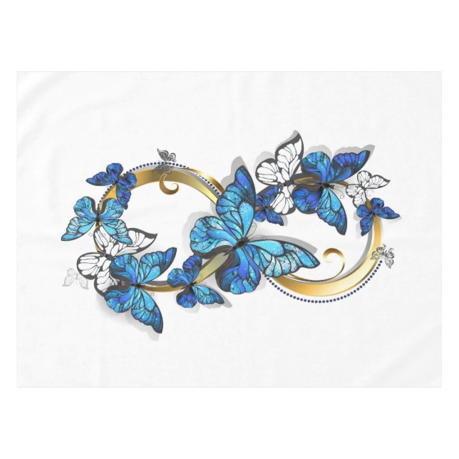 Mantel Símbolo infinito de mariposas Morpho azules (Frente (Horizontal))