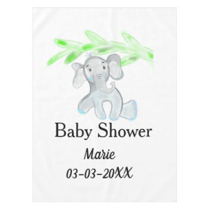 Mantel Simple elefante bebé gris azul añadir nombre