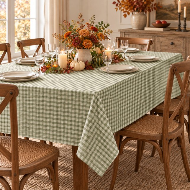 Mantel Simple Green Patrón de Gingham Clásico (Classic green gingham brings timeless farmhouse charm to everyday meals and gatherings.
)
