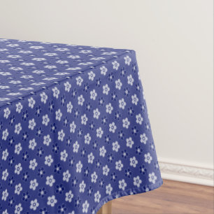 Mantel simple patrón azul sólido floral retro pequeño flo