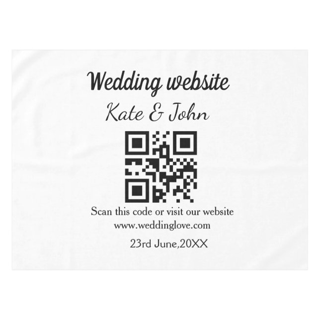 Mantel Sitio web de boda simple minimal QR código agregar (Frente (Horizontal))