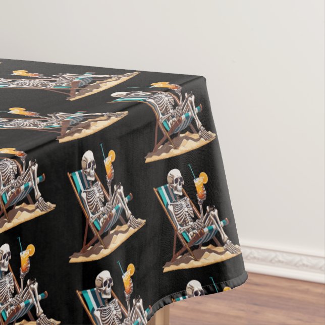 Mantel Skeleton Beach Lounging Halloween (In Situ)