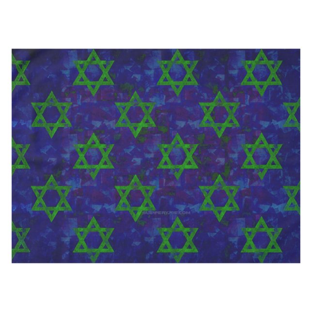 Mantel SlipperyJoe's Hanukkah green rows Stars of David c (Frente (Horizontal))