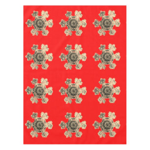 Mantel Snowflakes Red Tableclol