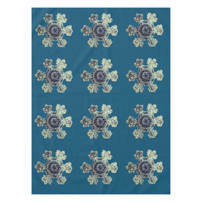 Mantel Snowflakes Turquoise Tableclol (Anverso)