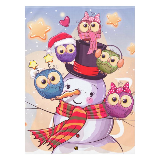 Mantel Snowman y Owls (Anverso)