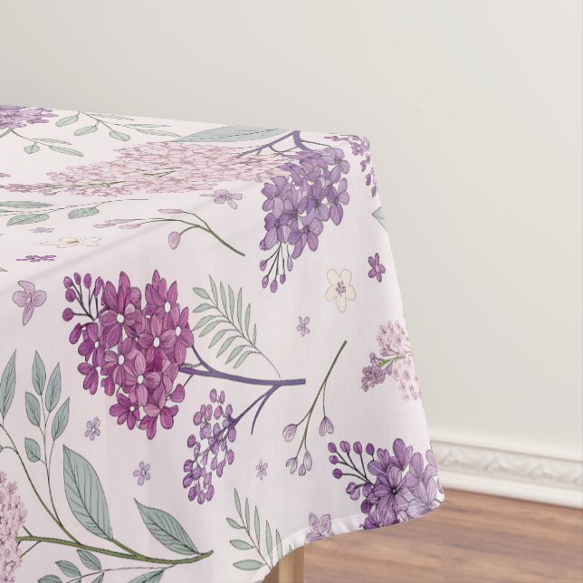 Mantel Soft Pink and Purple Lilac Floral Pattern   (In Situ)
