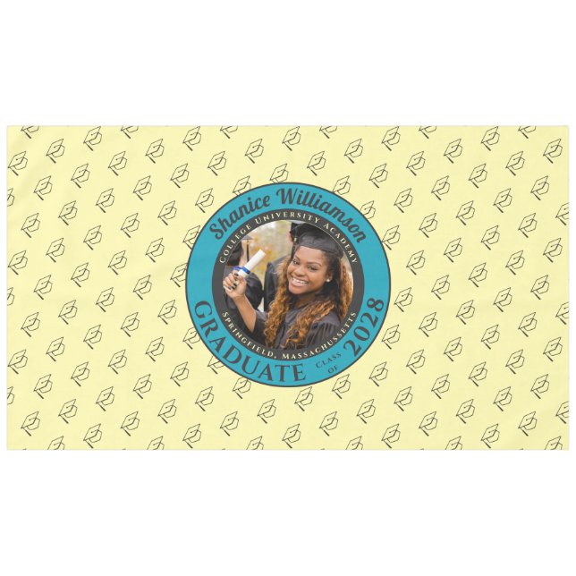 Mantel Soft Yellow Modern Graduation Photo Cap Pattern (Frente (Horizontal))