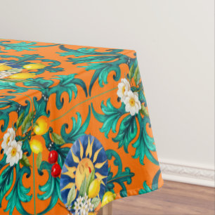Mantel Sol siciliano, verano, limón, mosaico, azul,