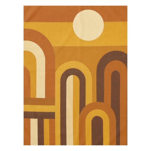 Mantel Sol y Arcos Diseño Geométrico Moderno de Medianos  (Anverso)