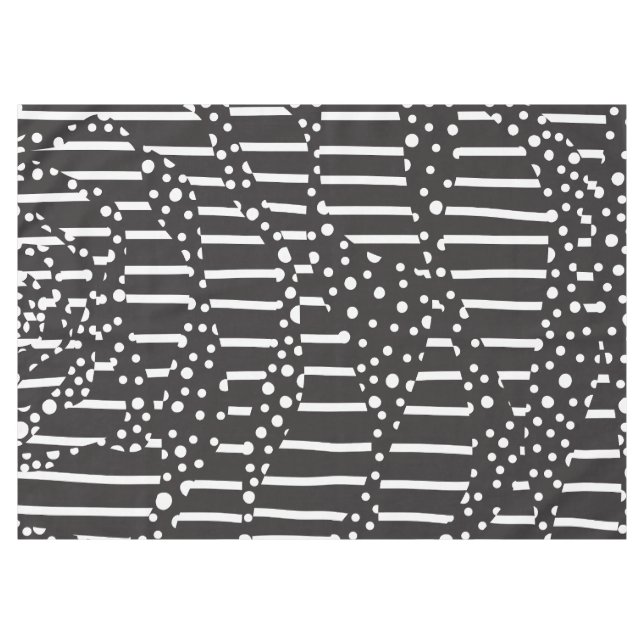 Mantel Spots y Stripes 2 en blanco sobre negro (Frente (Horizontal))