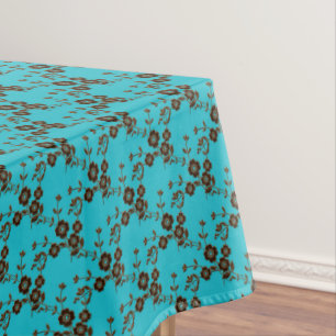 Mantel Spray floral, estilo 1-Aqua-Brown-52x70 TABLECLOTH