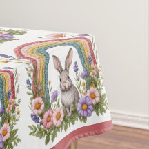 Spring Easter Bunny Rainbow Art Wildflowers Meadow
