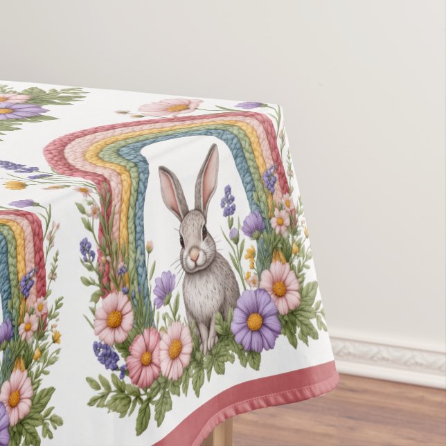 Mantel Spring Easter Bunny Rainbow Art Wildflowers Meadow (In Situ)