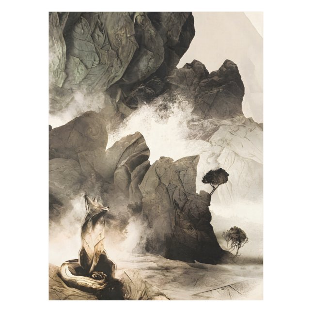 Mantel Spring Mystic Fox Misty Mountain Minimalist Zen (Anverso)
