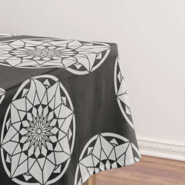 Mantel Star Mandala tejiendo blanco y negro (In Situ)