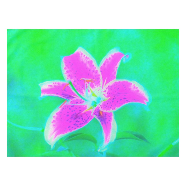 Mantel Stargazer rosa caliente Lily sobre Turquesa y Verd (Frente (Horizontal))