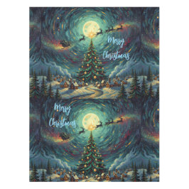 Mantel Starry Night Christmas Tablecloth 52x70 Santa