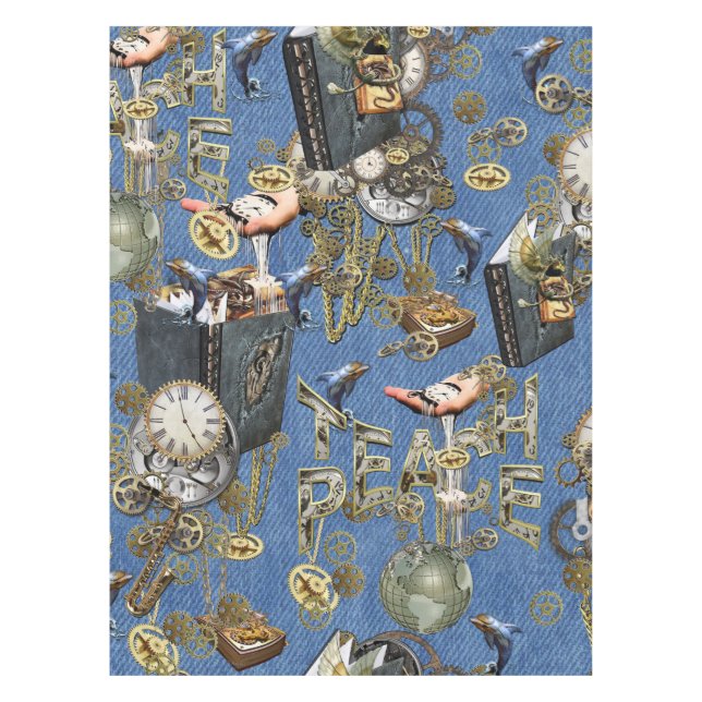 Mantel Steampunk sobre el denim azul (Anverso)