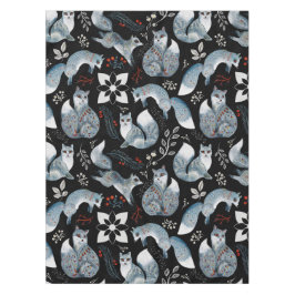 Mantel  Stylized blue foxes with intricate floral designs