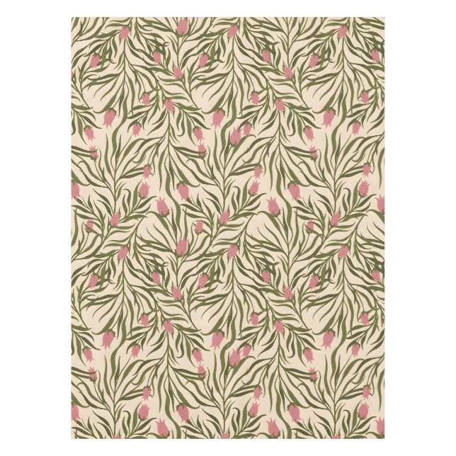 Mantel Stylized pink bell-shaped floral pattern (Anverso)