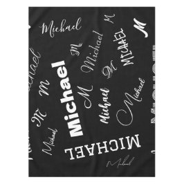 Mantel Su nombre y patrón personalizado monograma negro